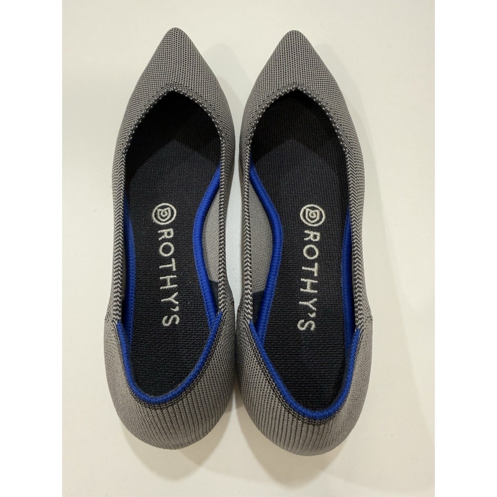 Rothy's The Point Cloud Grey Birdseye Flats 8.5 Fits Small - Picture 4 of 11